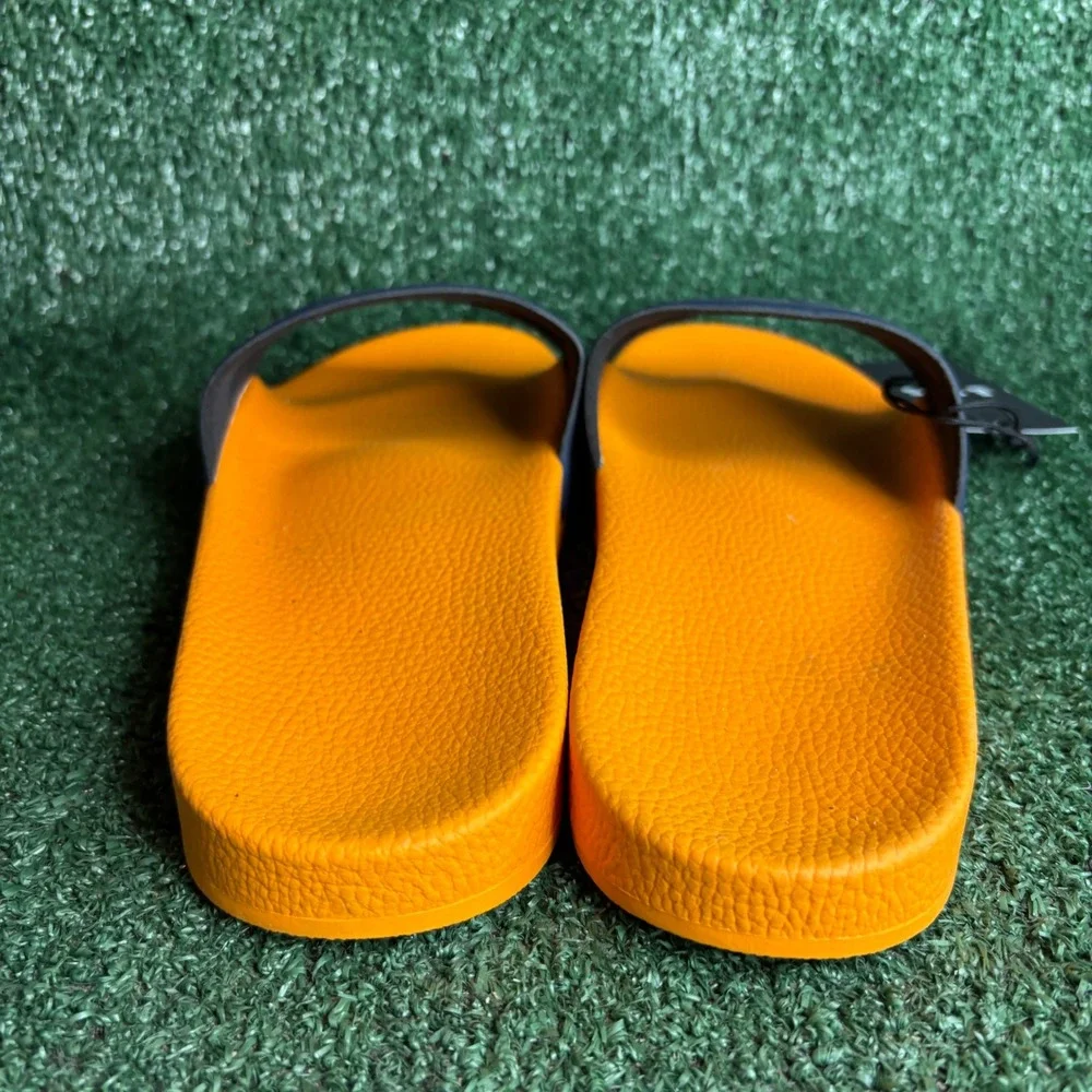NEW‎ BOSS Aryeh Logo Rubber Pool Beach Sandal Slide Orange Navy Mens Size 12